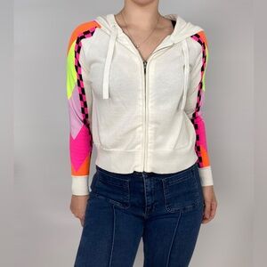 WISPR Chevron‎ Stripe Silk Blend Crop Hoodie